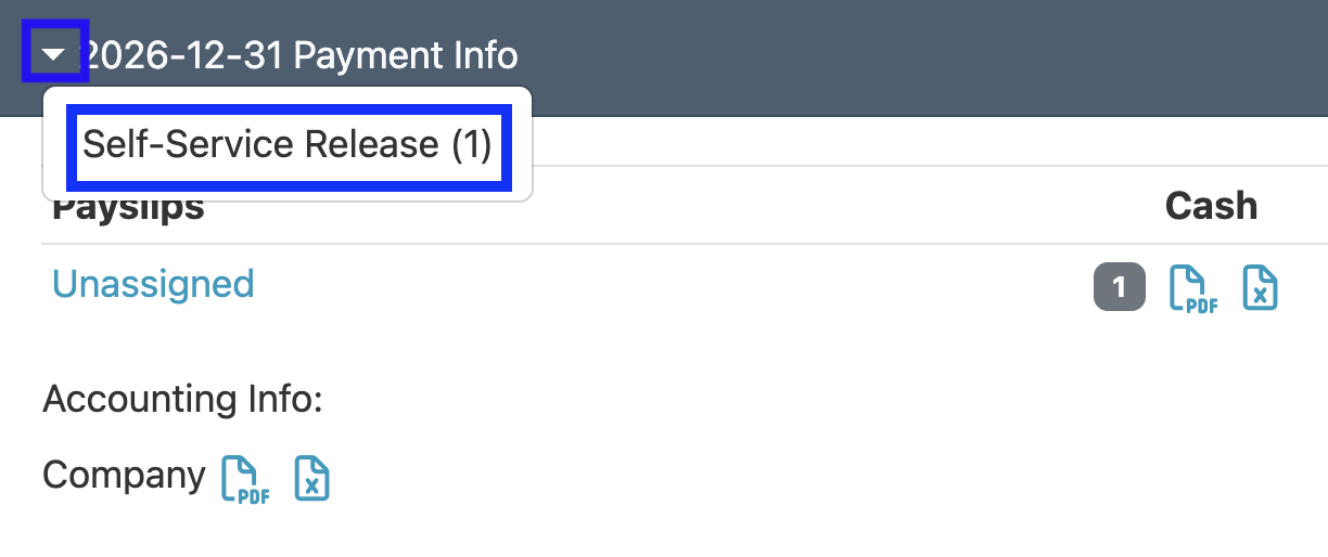 Screenshot highlighting the clickable Self-Service Release option